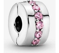 Pandora Colours Charm clip Rangée scintillante en argent sterling avec zircones cubiques roses