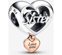 Charm C?ur en Métal doré à l'or rose fin 585/1000 Love You Sister Argent
