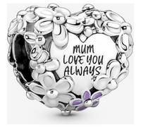 Pandora Moments Charm Cœur en argent sterling avec émail rose et violet