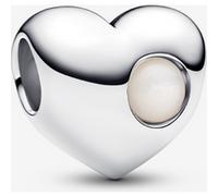 Pandora Charm Cœur Pierre Blanche Gravable one size