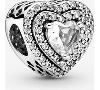 Pandora Timeless Charm Cœurs nivelés scintillant en argent sterling avec zircones cubiques transparentes