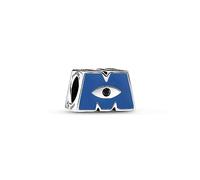 Pandora Charm Disney Pixar avec logo Monstres & Cie en argent sterling avec émail bleu et cristal noir
