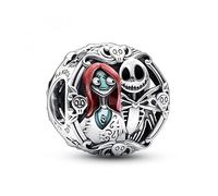 Pandora Charm Disney Sally et Jack en argent sterling, émail noir, rouge et bleu