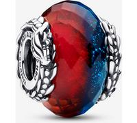 Pandora Project House Charm Feu et Glace en argent sterling avec verre de Murano rouge et bleu à facettes