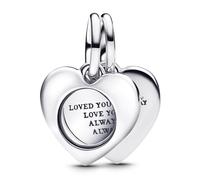 Pandora Charm Pendant Double Loupe Cœur Gravable one size