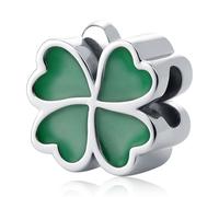 Pandora Charm en argent sterling 925 Trèfle Charms Feuilles Vertes Perle Compatible avec Bracelets Colliers Cadeau de Mère Bijoux de Noël pour Femmes Hommes