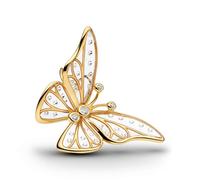 Pandora Charm Grand Papillon Ouvert plaqué Or 14 carats avec zircone cubique et résine Compatible Pandora Moments 764487C01