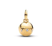 PANDORA Charm Mama 764457C01 Pendentif sphérique à ouvrir en plaqué or 14 carats avec gravure « Ich liebe dich und Cubic Zirkonia » Compatible Moments ME