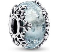PANDORA Charm Moments "Flocon de neige" argenté, verre de Murano bleu