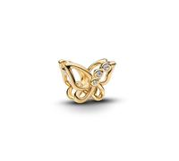 Pandora Charm Papillon ajouré – Plaqué or 14 carats, zircone cubique – Taille unique