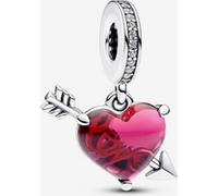 Pandora Charm Pendant Cœur & Flèche Verre de Murano Rouge one size