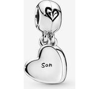 Pandora Icons Charm pendant Cœur séparable inscription « Mother » et « Son » (Mère et Fils) en argent avec émail noir