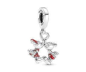 Pandora Charm pendant Disney Baiser entre Minnie et Mickey en argent sterling avec émail rouge