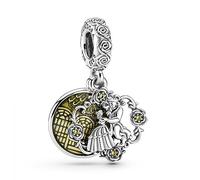 Pandora Charm pendant Disney La Belle et la Bête en argent sterling avec cristal jaune vif et émail jaune