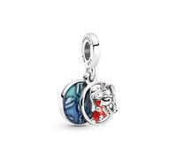 Pandora Charm pendant Disney Lilo and Stitch en argent sterling avec émail rouge, violet et bleu transparent