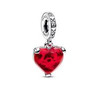 Pandora Charm pendant Disney Minnie et Mickey en argent sterling avec zircones cubiques transparentes et verre de Murano rouge