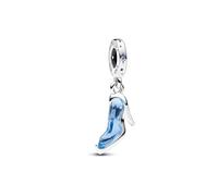 Pandora Charm pendant Disney Pantoufle de Verre Cendrillon en argent sterling orné de zircones cubiques bleu clair et de cristaux bleus