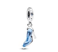 Pandora Charm pendant Disney Pantoufle de Verre Cendrillon en argent sterling orné de zircones cubiques bleu clair et de cristaux bleus