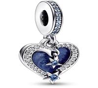Pandora Charm pendentif Double Cœur Étoile Filante Céleste argent sterling, cristal bleu zircones