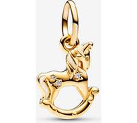 Pandora Charm pendentif Moments Licorne à bascule – Plaqué or 14 carats, zircones et émail blanc