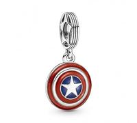 Pandora Charm pendant Marvel Bouclier de Captain America en argent sterling avec émail bleu et rouge