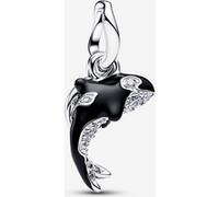 Pandora Pendentif Orca Double Argent sterling Zircone claire Émail noir Taille unique