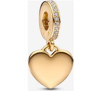 Pandora Moments Charm pendant gravable en métal plaqué or 14 carats avec zircones cubiques transparentes