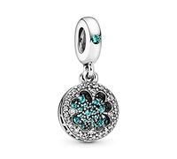 Pandora Charm pendant Trèfle à quatre feuilles en argent avec cristal vert, vert d’eau et zircones cubiques transparentes