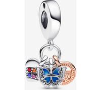 Pandora Charm Pendant Triple Cœur Arc-En-Ciel, Papillon & Paix Bicolore one size