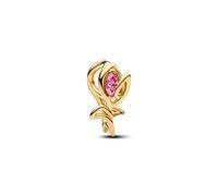 Pandora Charm Tulipe ajourée – Plaqué or 14 carats, zircone rose, compatible Moments – 764555C01