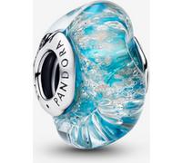 Pandora Charm en argent sterling – Verre de Murano turquoise à paillettes – Taille unique