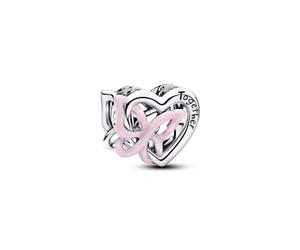 PANDORA Charme en argent sterling 925 avec pendentif cœur enlacés et papillon avec émail rose, gravure Ensemble nous avons tout, compatible Moments, 794475C01