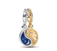 Pandora. Charme Pendentif Soleil & Lune Deux Tons 762678C01., Argent sterling