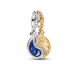 Pandora. Charme Pendentif Soleil & Lune Deux Tons 762678C01., Argent sterling