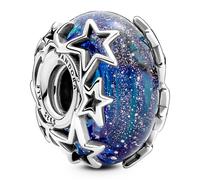 Pandora Moments Charm Galaxie en argent sterling avec verre de Murano bleu scintillant