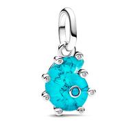 Pandora Moments 793900C01 Breloque en verre de Murano Bleu Escargot de mer en argent sterling avec zircone Compatible avec les pendentifs Me and Moments, 4,9x13,5x10,3 mm, Argent sterling, Zircone
