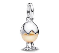 PANDORA Moments 793748C01 Breloque en Forme d'œuf de Pâques en Argent Sterling avec Perle de Cristal synthétique Compatible avec Les Bracelets Me & Moments, 9x13,5x9,3 mm, Argent Sterling, Pas de