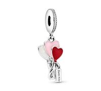Pandora – Charm pendentif Ballon Happy Bday (Joyeux anniversaire) – Argent 925, émail rose/rouge