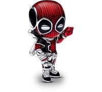 Pandora Charm Marvel Deadpool en argent sterling avec émail rouge et noir