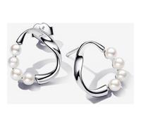 Pandora Clous d’Oreilles Cercle de Forme Organique & Perles de Culture d'Eau Douce Traitées Argent Massif one size