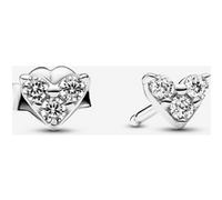 Pandora Clous d’Oreilles Cœur Trois Pierres Argent Massif one size