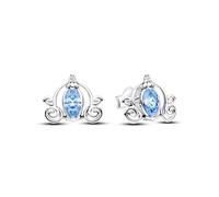Pandora Clous d’oreilles Disney Cendrillon en argent sterling avec zircones cubiques transparentes et bleu clair