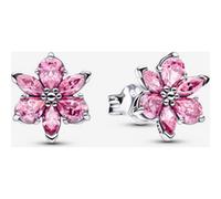 Pandora Boucles d'oreilles Herbier Fleur Rose Argent sterling 925 avec zircone cubique Boucles d'oreilles avec pierres roses en forme de fleur Bijoux pour femme 292633C02
