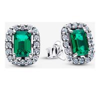 Pandora Boucles d'oreilles Halo – Argent sterling 925, cristal vert et zircone cubique – 294501C01