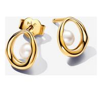 Pandora Clous d’Oreilles Ovale de Forme Organique & Perle de Culture d'Eau Douce Traitée one size
