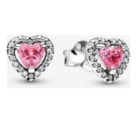 PANDORA Timeless 298427C02 Boucles d'oreilles en Forme de cœur Rose en Argent Sterling avec zircone, 3,5x6,8x7 mm, Argent Sterling, Zircone cubique