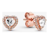 Pandora Clous d'Oreilles Cœurs Surélevés Scintillants Métal doré à l'Or Rose 14 carats one size