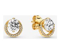Pandora Clous d'Oreilles Halo Rond Scintillant Métal doré à l'Or 14 carats one size