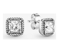 Pandora Clous d'Oreilles Halo Scintillant Carrés Argent Massif one size