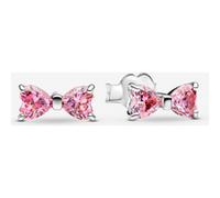 Pandora Timeless 293505C01 Boucles d'oreilles en argent sterling avec nœud rose scintillant et zircone, Rosa, Argent sterling, Zircone cubique